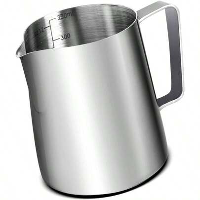 Milk Frothing Pitcher 10oz, 304 Stainless Steel Steam Jug Espresso, Cappuccino Latte Art Frother Cup With Scale, Barista Coffee Accessoriesa