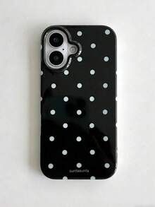 Minimalist Cute Black & White Polka Dot Phone Case, Compatible With IPhone 17 Pro Max, 16, 15, 14 Plus, 13, 12, 11, 14, 15, 16 Pro Max Back Cover - Black - View 1