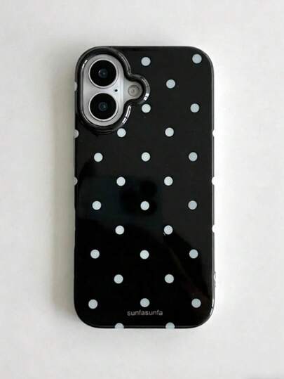 Minimalist Cute Black & White Polka Dot Phone Case, Compatible With IPhone 17 Pro Max, 16, 15, 14 Plus, 13, 12, 11, 14, 15, 16 Pro Max Back Cover