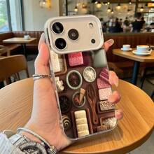 Funda de Teléfono con Patrón de Caja de Chocolate de Color Marrón y Diseño de Cuchara de Madera para iPhone 14 13 12 11 Pro Max y  Galaxy S23 S22 S21 Ultra Adecuada para Todas las Estaciones Opción de Regalo Ideal - Negro - Ver 3