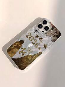 1个时尚简约金色2026图案亮面防水防震防滑轻薄软手机壳，兼容苹果手机，是送给朋友、家人、情侣、生日、节日的绝佳礼物。 - 彩色 - 查看 5