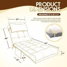 para tumbona al aire ltima intervensin, impermeable, para muebles de exterior, 71 x 21 x 4 pulgadas, cojn de patio con correas para muebles de cesped y piscina crema - Cojín para sillón Crema - Ver 2