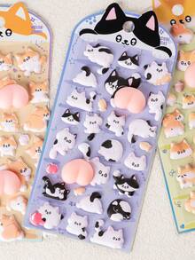 可爱的3D儿童贴纸，可挤压的动物贴纸，例如兔子和熊，DIY手机壳装饰 - 彩色 - 查看 7