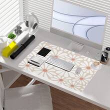 Square Beige Sand Flowers Mouse Pad Retro, Computer Mouse Pads Daisy Boho Small, Abstract Floral Mousepad Washable, Cute Mouse Mat With Non-Slip Rubber Base, Office Decor Gift For Women Coworkers 14x24 Inch Multiple Designs Available - 沙灘上的米色雛菊 - 查看 2