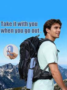 1pc Foldable Travel Golf Umbrella, Automatic Open/Close, Lightweight & Compact, Backpack Carry, Car Sunshade, Outdoor UV Protection, UPF 50+, Unisex, With Hiking Carabiner Handle,Spring Summer Picks,Brides Maid Gifts,Room,Bedroom Decor,Beach,Travel,For Men,For Women,Vacation,Women's Day,Travel Essentials,Wedding Favours,Y2k,Bedroom,Car Accessories Women,Kitchen Decor,Cute Stuff - Multicolor - View 3