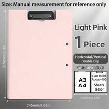 1pc File Folder, A3/A4 Hard Board Folder, Data Folder, File Folder, Multiple Color Options, Foamed PP Material, Single Folder, Double Folder, Strong Clamping Force, Upgraded And Thickened, Matte Texture, Baked Paint Metal Folder, Hand Writing Board - Multicolor - View 17