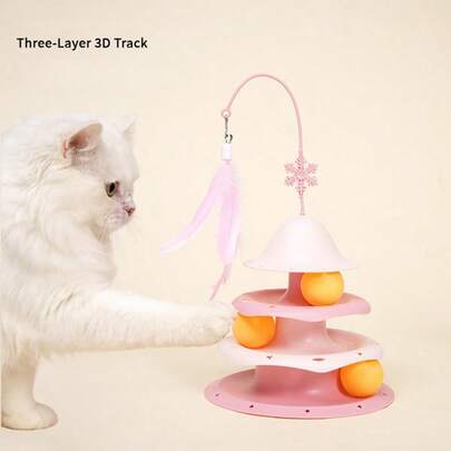 1pc Cat Toy, Self-Entertainment Cat Toy, Fun Cat Toy, Brand New Macaron Colors, Cat Toy Turntable, Cat Toy Ball, Cat Toy Bell, Scratch Pad Puzzle Toy, Interactive Cat Toy, Suitable For Kittens, Indoor Cat Toy Ball, Perfect For Playing In Boring Indoor Environments