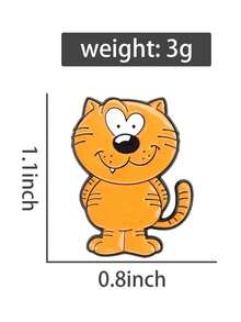 1件可爱橙色卡通猫珐琅胸针，爱心眼可爱猫咪徽章，猫咪爱好者专属可爱动物配饰礼品 - 彩色 - 查看 3