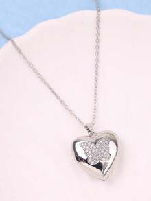 1件复古优雅浪漫不对称可开启银色吊坠项链，适合日常、通勤、节日、派对等场合，是送给女性的理想礼物。 - 彩色 - 查看 19