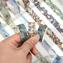 12卷/盒复古箔纸蝴蝶花卉图案和纸胶带，易撕不伤纸，创意蝴蝶植物花卉设计贴纸，适用于剪贴簿和日记信封装饰，送朋友的礼物