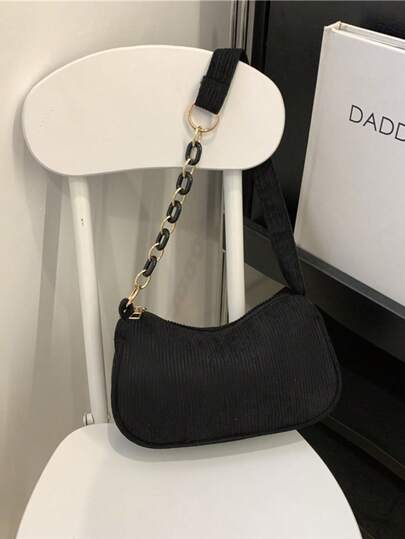 Bolso de hombro mini de un solo hombro de unicolor, bolso pequeño de piel sintética, bolso de mano minimalista y versátil de uso casual, bolso baguette con gran capacidad y cremallera, adecuado para compras, monedero, citas, viajes, funda para teléfono