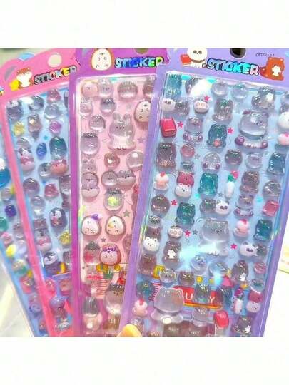 Embossed Jewelry Crystal Animal Stickers, Cute Decorative Stickers Suitable For Phones, Laptops, DIY, Small Pattern Stickers