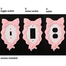 1pc Lolita Style Pink Bow Switch Decorative Panel, Girly Lighting Wall Switch Cover, Home Wall Switch Beautifying Accessory - Multicolor - View 5