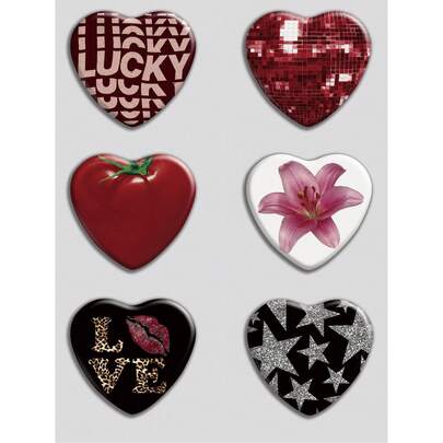 心形徽章，经典时尚徽章/胸针，2D平面设计，高品质金属配件，适合装饰衣服、帽子、背包，是节日送给朋友、同学、同事和家人的理想新奇礼物。