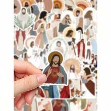 52Pcs Jesus Christ Stickers, Jesus Motivational Stickers For Water Bottles, Christian Easter Gifts Waterproof Stickers For Water Bottles Gifts Cartoon For Laptop Bumper Water Bottles Computer Phone Decal Back To School - Nhiều màu - Xem 7