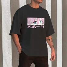T Shirt Camiseta Unissex Oversized Y2K Anime Olho Estampada Blusa Verão Calor Manga Curta Estilosa - Preto - Visão 14