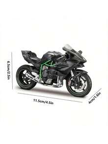 1:12 比例摩托车模型，川崎 H2R 黑色，铃木 GSX R1000 黑/蓝色，黑色合金摩托车模型玩具，可直立，方向盘可转动，后轮减震功能，逼真的摩托车装饰收藏玩具礼品 - 黑色 - 查看 7