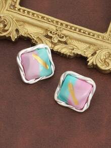 1 Pair Artistic Geometric Versatile Creative French Romantic Square Casual Earrings - Square Earrings - View 4