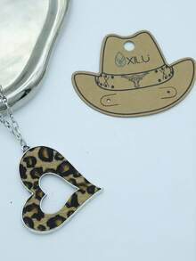 1 chiếc dây chuyền mặt dây chuyền hình trái tim rỗng in họa tiết da báo cổ điển, dây đeo áo len dành cho nữ, bộ sưu tập Ngày Valentine. - vòng cổ - Xem 3