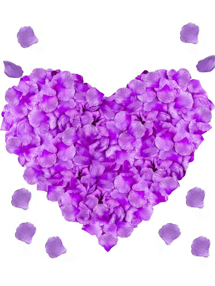 1000pcs Artificial Silk Rose Petals Decor, Purple, Suitable For Wedding, Party, Gift Box Filler, Romantic Rose, Proposal Rose Petals, Black, Wedding Decoration, Home Decor, Room Decor, Party Favors, Bridal Gift, Birthday, Graduation, Bachelorette Party, Anniversary And More - Purple - View 1