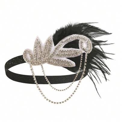 1920s Flapper Girl Dress Halloween Costume Gloves Cigarette Holder Necklace Headband Woolen Top Five-Piece Set