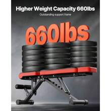 Weight Bench 660lbs Adjustable Weight Bench Press For Full Body Workout Exercise Sit Up Bench For Home Gym Strength Training Flat Bench With Extended Head/Neck Protection And Quick Folding - BlackRed - View 2