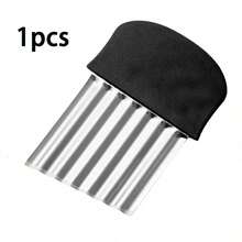 1 件装不锈钢波浪形切菜刀，波浪形刀片切菜器，无需用电的厨房小工具，可用于切薯条、土豆、水果、蔬菜、沙拉、胡萝卜、土豆片 - 金属波浪形切菜器 - 彩色 - 查看 10