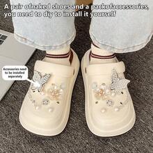 時尚派對休閒可愛卡通女款洞洞鞋 辦公室居家夏季穿著 沙灘鞋 戶外園藝鞋 - 白色 - 查看 8