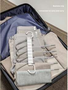 节省空间的多功能折叠裤架，宽间距裤架，适用于衣柜和出租公寓 - 白色 - 查看 8