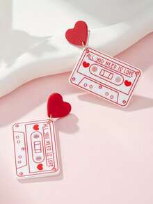 1 Đôi bông tai acrylic, món quà lý tưởng dành cho bạn gái và người thân vào ngày Valentine. - Nhiều màu - Xem 2