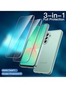 3 en 1 Funda Mate para Samsung Galaxy A26 5G con 2 Protector Pantalla Mica Cristal Vidrio Templado, Carcasa Antigolpes Translúcida Esmerilada con Protección Cámara (Menta),38082911 - Marrón Mocha - Ver 5