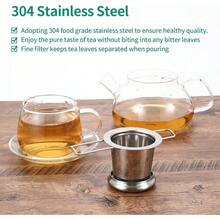 Fine Stainless Steel Tea Infuser Strainers Loose Leaf, Loose Leaf Tea Steeper/Basket Extended Handle To Prevent Burns Hanging On Teapots, Mugs, Cups To Steep - Silver - View 4