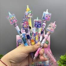 6pcs/Set KPOP Gel Pens, Plastic Stickers Of Girl Groups, 0.5mm Gel Ink Pens With Pressing Mechanism, Signature Gel Pens, And Ballpoint Pens For Office & Study Use