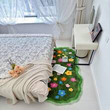 1 Peça, Tapete de Banheiro de Musgo Floral 3D, Tapete Aveludado Absorvente, Tapete Antiderrapante para Sala de Estar, Quarto, Varanda, Lavável em Máquina, Retangular, 1600G/M², 2,5Cm de Espessura, Fibra de Poliéster, Revestimento Não Tecido, Decoração Fofa de Inverno Acessório de Banheiro - Multicolorido - Visão 3