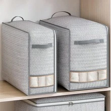 1pc Clothing & Pants Storage Bag, Wardrobe Organizer Box, Drawer Type Storage Box, Flat Underbed Storage Bag, Large Capacity Quilt Storage Bag, Waterproof & Moisture-Proof Material, Reinforced Handle, Transparent Window, Home Organizer, Decorative Item, Holiday Decoration - Grey - View 2