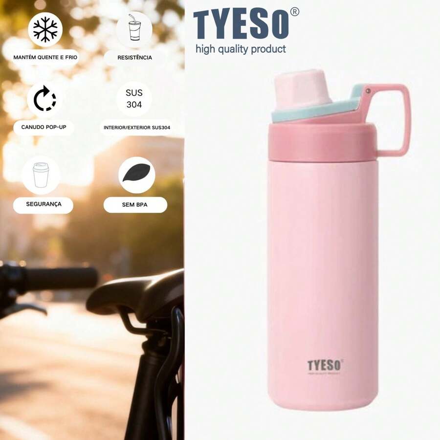TYESO 900ML (30OZ) Vacuum Insulated Water Bottle With Carrying Handle, Iridescent Colors. Stainless Steel Coffee Cup With Straw,  Bottle, Thermal Cup, 100% Leak-Proof, Keeps Temperature For 24 Hours For Hot/Cold Drinks Or 10 Hours For Hot Drinks. Suitable For Water, Iced Tea, Coffee, Smoothies And Other Beverages. An Ideal Choice For Festive Or Birthday Gifts. Personalized Mugs, Home, Baby Gifts, Ideal Gifts For Him, Ideal Gifts For Her, Son, Daughter - Rosa-Colorido- Inox - 查看 1