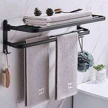 OpenHIANNA TOSANI Accesorios de Bao, Estante de Toallas Plegable de Pared, Toallero de Acero Inoxidable , 58cm con Barras y Ganchos, Ideal para Bao y Cocina - como se muestra en la figura - Ver 5
