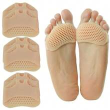 6 Packs Pads Soft Gel Ball Of Foot Cushions For Women And Men, Toe Pads Ball Of Toe Cushions, Reusable Breathable Sleeve Pain Relief Forefoot Pads (Beige, One Size Fits All)Silicone Gel Foot Pads For Pain Relief & Comfort - Metatarsal Support Cushions - 彩色 - 查看 1