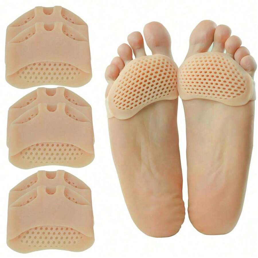 6 Packs Pads Soft Gel Ball Of Foot Cushions For Women And Men, Toe Pads Ball Of Toe Cushions, Reusable Breathable Sleeve Pain Relief Forefoot Pads (Beige, One Size Fits All)Silicone Gel Foot Pads For Pain Relief & Comfort - Metatarsal Support Cushions - 彩色 - 查看 1