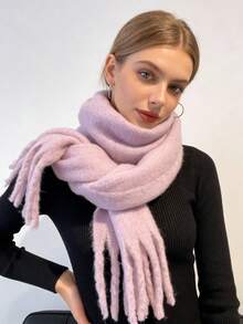 女士冬季围巾，保暖披肩，营造氛围，保护颈部，流苏围巾