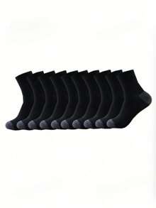 OBOVAY 20 Pairs Men's Breathable Moisture-Wicking Comfortable Sports & Casual Crew Socks, Suitable For All Seasons, Available In 1/3/5/6/9/10/15/30 Pairs - Black - View 7