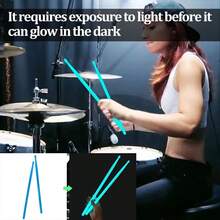 1对5A级夜光鼓棒，经典水滴形尼龙材质，霓虹色发光鼓棒 - 适合初学者和舞台表演者 - 彩色 - 查看 6