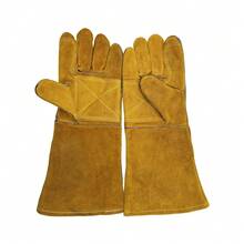 Leather MIG Welding Gloves - Heat Fire Resistant For Welding/Grilling/BBQ/Fireplace(Black/Brown/Blue),Brown16Inches - 棕色 16 英寸 - 查看 5