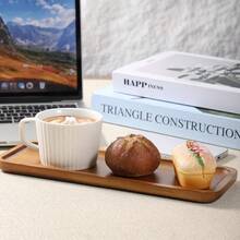 1pc Large Acacia Wood Serving Tray, Food Platter, Charcoal Board For Kitchen Counter, Charcuterie Board, Candle Holder, Fruit & Cheese Plate - Yellow - View 6