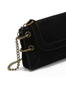 Fashionable Versatile Shoulder Bag, Crossbody Bag, Clutch, Bull Bag - Black - View 4