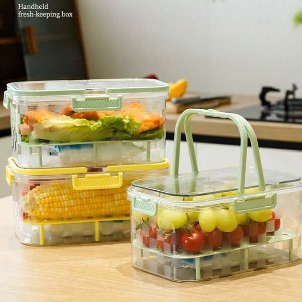 Caja multicolor de conservación de frutas - Recipiente de almacenamiento de alimentos de cocina, canasta de frutas portátil para camping al aire libre
