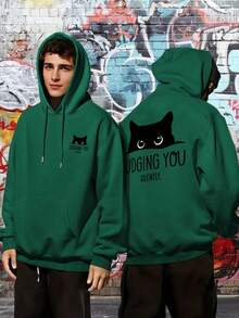 Men's Hoodie - Funny "Judging You Silently" Graphic Pullover Sweatshirt - Hooded Sweatshirt With Front Pocket - Black - View 6