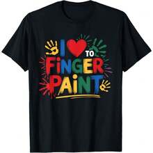 I Heart Love To Finger Paint Cute Couple Valentine Unisex T-Shirt - 黑色 - 查看 1
