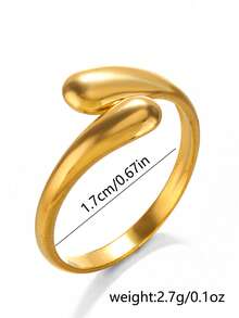 1枚女童可调节开口戒指，18K镀金不锈钢光滑蛇头设计，适合夏季海滩、日常佩戴，高端珠宝礼品 - 金色 - 查看 6