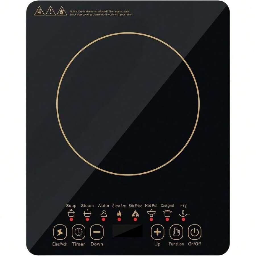 Placa de Inducción, Parrilla de Induccion, Placa de Inducción de Con Sensor Táctil y Pantalla LED, 10 Niveles de Potencia & Temperatura, 8 Modos de Cocción, Cronómetro de 24 horas,38084647 - Tipo de Enchufe A Japonés (100V) - Ver 1